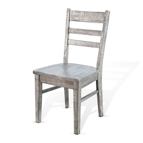 Zeka Dining Chair Set of 2, Ladder Back, Rustic Gray Solid Wood - BM340400
