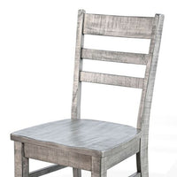 Zeka Dining Chair Set of 2, Ladder Back, Rustic Gray Solid Wood - BM340400