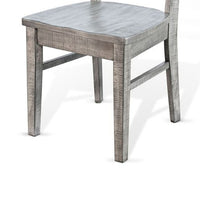 Zeka Dining Chair Set of 2, Ladder Back, Rustic Gray Solid Wood - BM340400