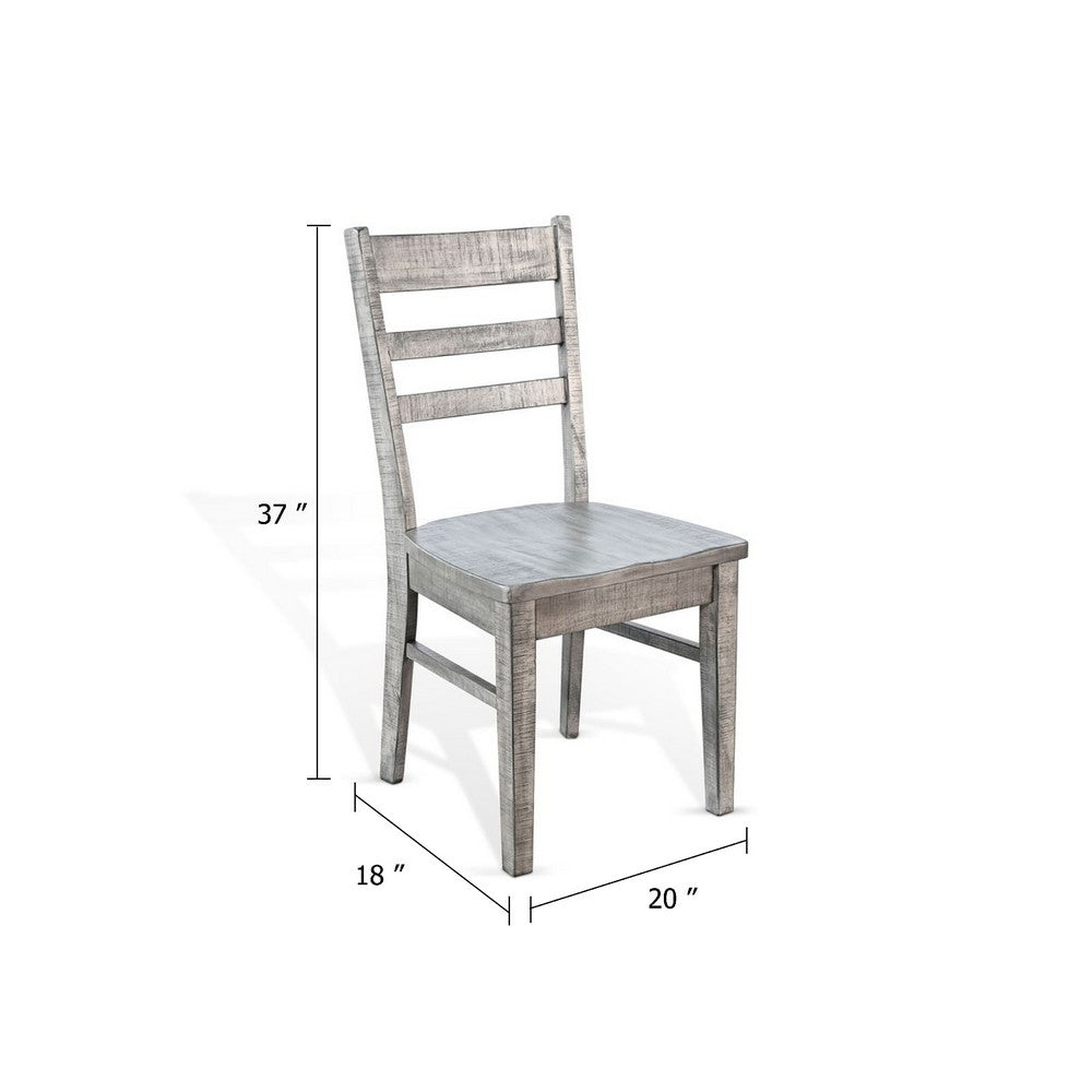 Zeka Dining Chair Set of 2, Ladder Back, Rustic Gray Solid Wood - BM340400