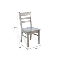 Zeka Dining Chair Set of 2, Ladder Back, Rustic Gray Solid Wood - BM340400