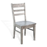 Zeka Dining Chair Set of 2, Ladder Back, Rustic Gray Solid Wood - BM340400