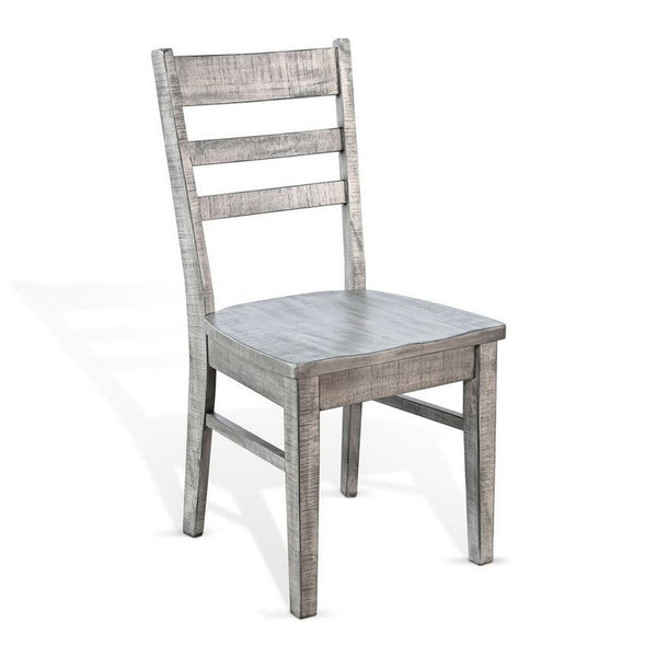 Zeka Dining Chair Set of 2, Ladder Back, Rustic Gray Solid Wood - BM340400