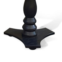 Meni Accent Table, 22 Inch Round Top, Carved Pedestal, Black Solid Wood - BM340401