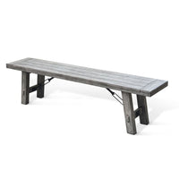 Zeka Industrial Bench, Plank Seat, 72 Inch Rustic Gray Solid Wood - BM340403