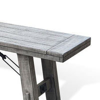 Zeka Industrial Bench, Plank Seat, 72 Inch Rustic Gray Solid Wood - BM340403