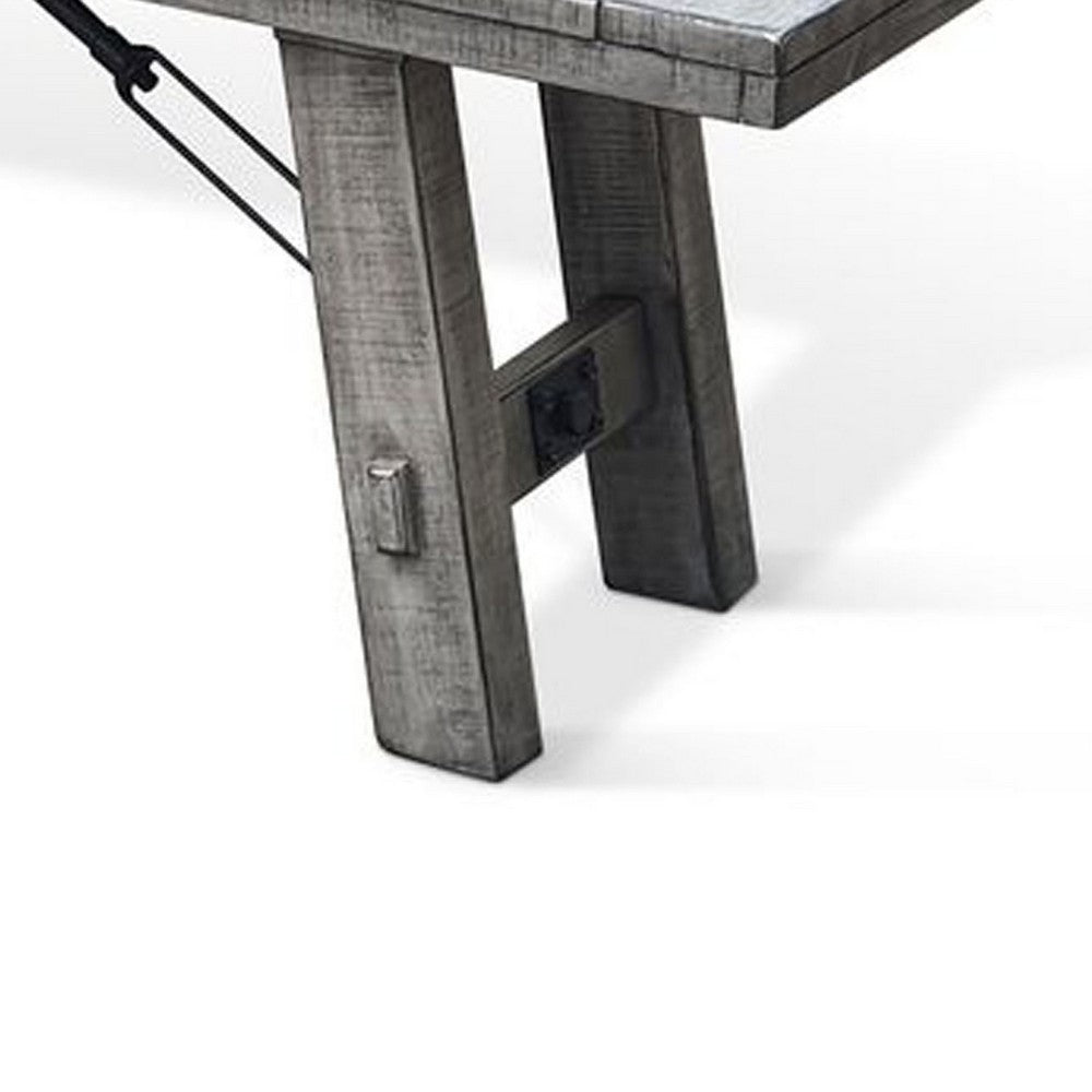 Zeka Industrial Bench, Plank Seat, 72 Inch Rustic Gray Solid Wood - BM340403