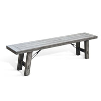 Zeka Industrial Bench, Plank Seat, 72 Inch Rustic Gray Solid Wood - BM340403