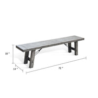 Zeka Industrial Bench, Plank Seat, 72 Inch Rustic Gray Solid Wood - BM340403
