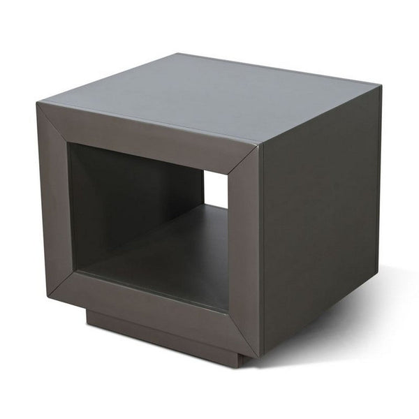 Side End Table, 23 Inch Open Cube Frame, Solid Wood Urban Bronze - BM340404