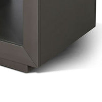 Side End Table, 23 Inch Open Cube Frame, Solid Wood Urban Bronze - BM340404