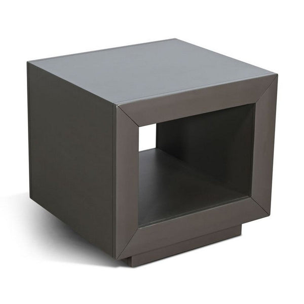 Side End Table, 23 Inch Open Cube Frame, Solid Wood Urban Bronze - BM340404