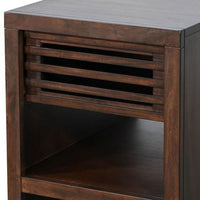 Nero Chair Side Table, Slatted Drawer Front, 26 Inch Solid Wood Dark Brown - BM340405