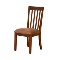 Odel Dining Side Chair Set of 2, Slatted Solid Wood Dark Brown - BM340407