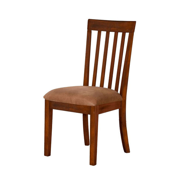 Odel Dining Side Chair Set of 2, Slatted Solid Wood Dark Brown - BM340407