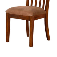 Odel Dining Side Chair Set of 2, Slatted Solid Wood Dark Brown - BM340407