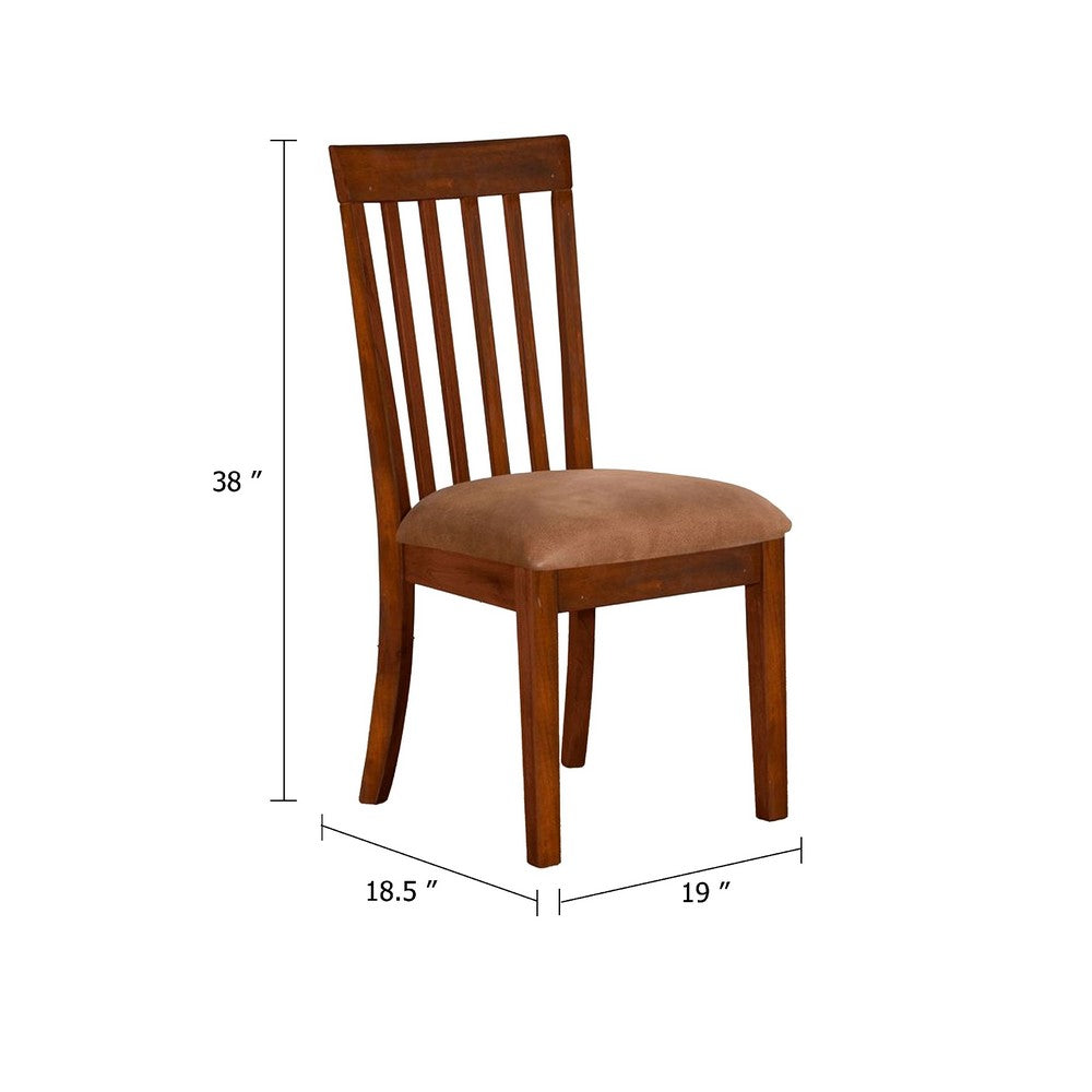 Odel Dining Side Chair Set of 2, Slatted Solid Wood Dark Brown - BM340407