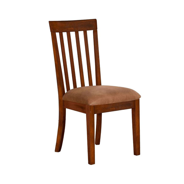 Odel Dining Side Chair Set of 2, Slatted Solid Wood Dark Brown - BM340407