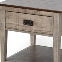 Camie Side End Table, 24 Inch Top with 1 Drawer, Solid Wood Gray - BM340408