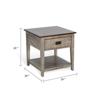 Camie Side End Table, 24 Inch Top with 1 Drawer, Solid Wood Gray - BM340408