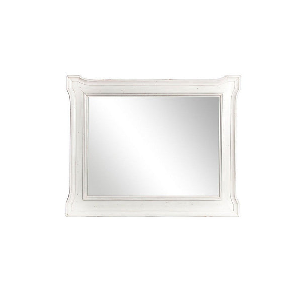 Orso Mirror, Weathered Off White Finish, Solid Wood European Cottage Style - BM340409