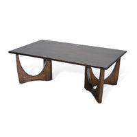 Natra Coffee Table, 52 Inch Rectangular, Sculpted Solid Wood Dark Brown - BM340411