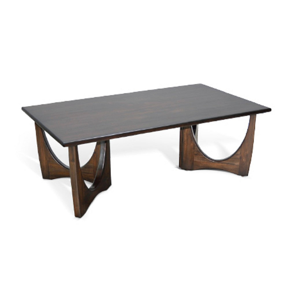 Natra Coffee Table, 52 Inch Rectangular, Sculpted Solid Wood Dark Brown - BM340411