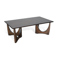 Natra Coffee Table, 52 Inch Rectangular, Sculpted Solid Wood Dark Brown - BM340411