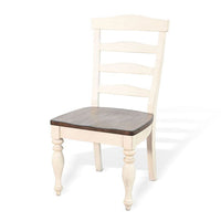 Dean Dining Chair Set of 2, Ladder Back, Dark Brown, White Solid Wood - BM340413