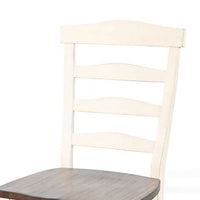 Dean Dining Chair Set of 2, Ladder Back, Dark Brown, White Solid Wood - BM340413