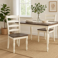 Dean Dining Chair Set of 2, Ladder Back, Dark Brown, White Solid Wood - BM340413