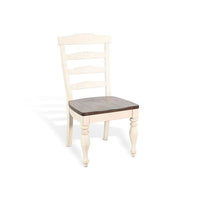 Dean Dining Chair Set of 2, Ladder Back, Dark Brown, White Solid Wood - BM340413