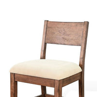 Giby Counter Height Chair Set of 2, Beige Padded Seat, Solid Wood Brown - BM340414