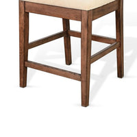 Giby Counter Height Chair Set of 2, Beige Padded Seat, Solid Wood Brown - BM340414