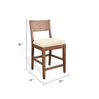 Giby Counter Height Chair Set of 2, Beige Padded Seat, Solid Wood Brown - BM340414