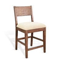 Giby Counter Height Chair Set of 2, Beige Padded Seat, Solid Wood Brown - BM340414