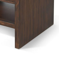 Nero Side End Table, Slatted Drawer, 26 Inch Solid Wood Dark Brown - BM340415