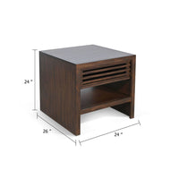 Nero Side End Table, Slatted Drawer, 26 Inch Solid Wood Dark Brown - BM340415