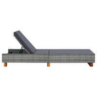 Patio Sun Lounger w Cushion, Adjustable Seat, 79 Inch, Gray Wicker Rattan - BM340416