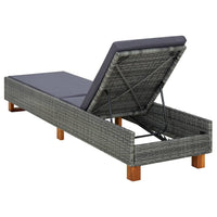 Patio Sun Lounger w Cushion, Adjustable Seat, 79 Inch, Gray Wicker Rattan - BM340416