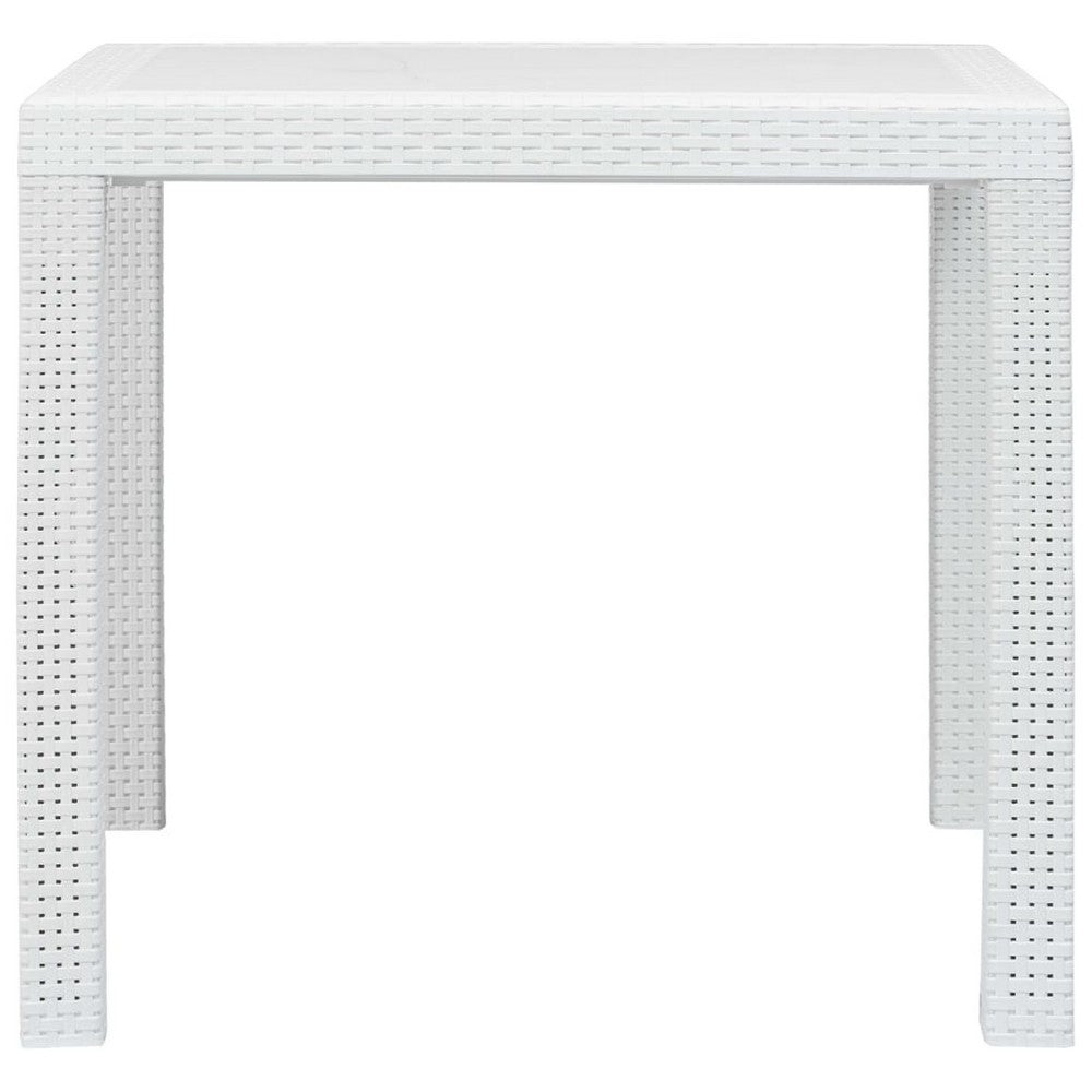 Patio Dining Table, White Textured, 31 Inch Square Tabletop - BM340417