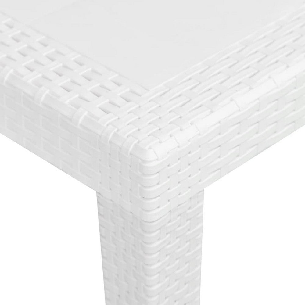 Patio Dining Table, White Textured, 31 Inch Square Tabletop - BM340417