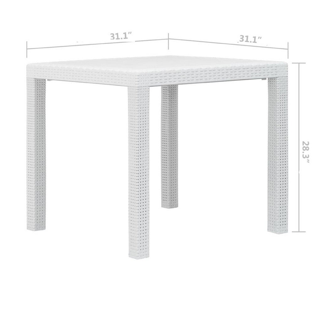 Patio Dining Table, White Textured, 31 Inch Square Tabletop - BM340417