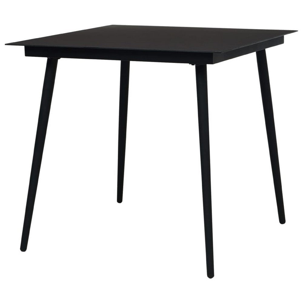 Zimo Indoor/Outdoor Dining Table, Sleek Black Steel Body, 32 Inch - BM340418