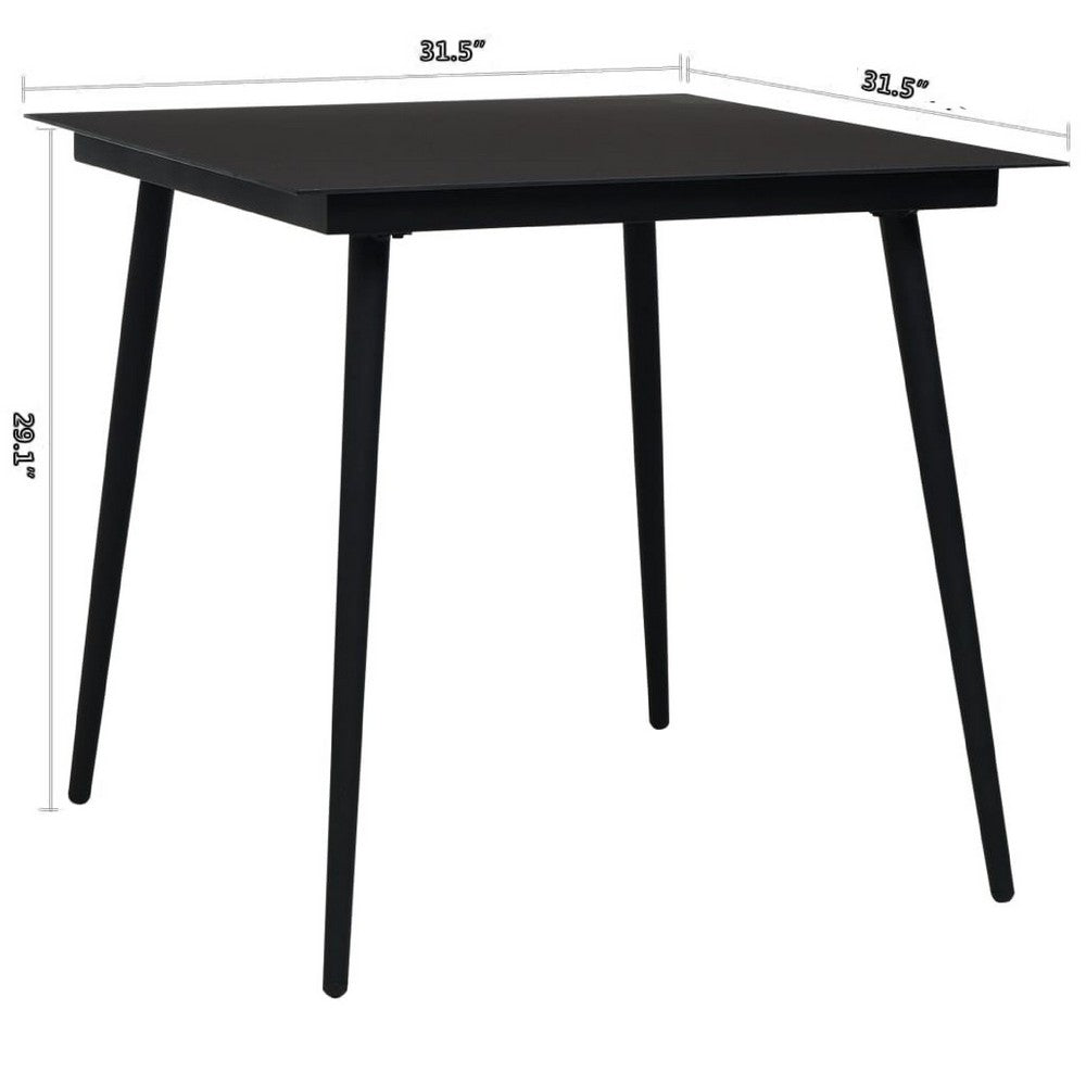 Zimo Indoor/Outdoor Dining Table, Sleek Black Steel Body, 32 Inch - BM340418