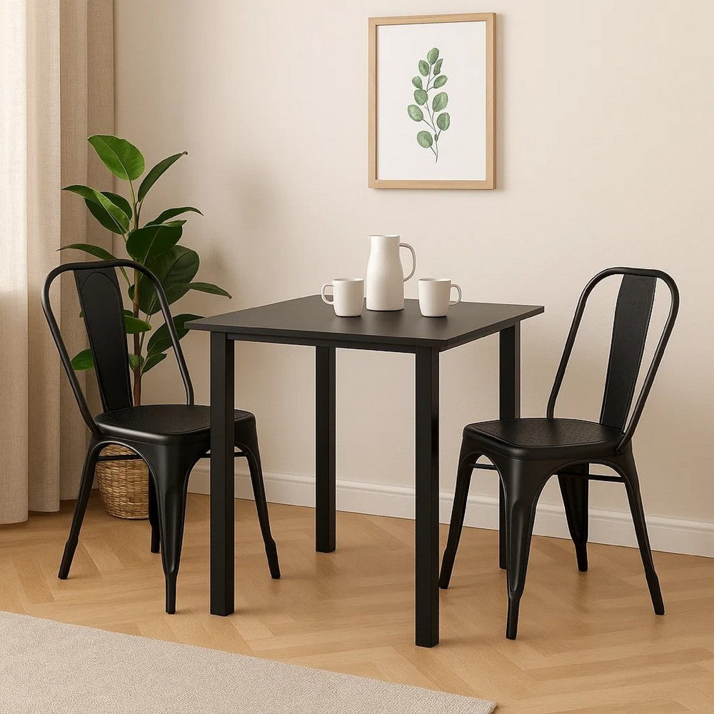 Zimo Indoor/Outdoor Dining Table, Black Steel Block Legs, 32 Inch  - BM340419