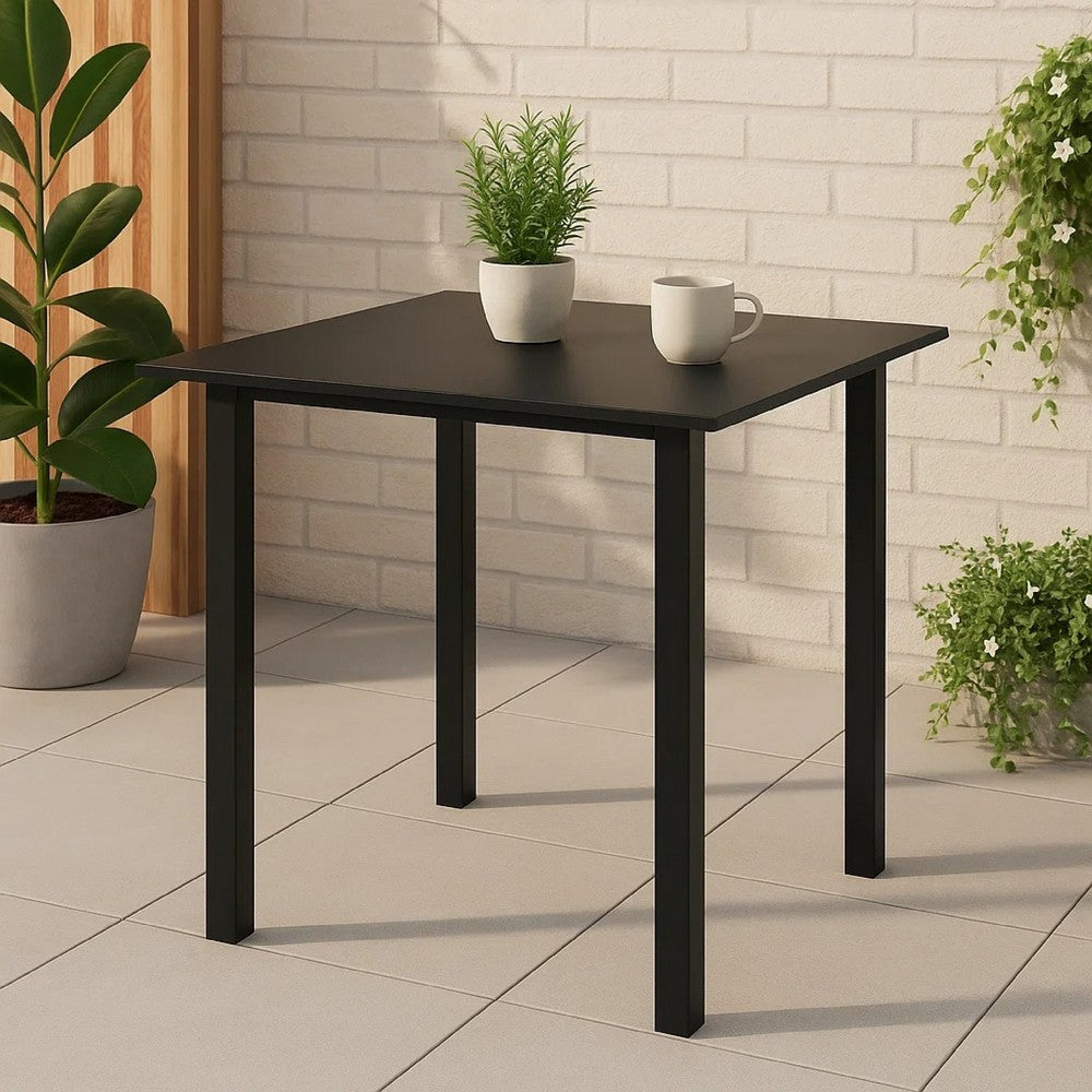 Zimo Indoor/Outdoor Dining Table, Black Steel Block Legs, 32 Inch  - BM340419