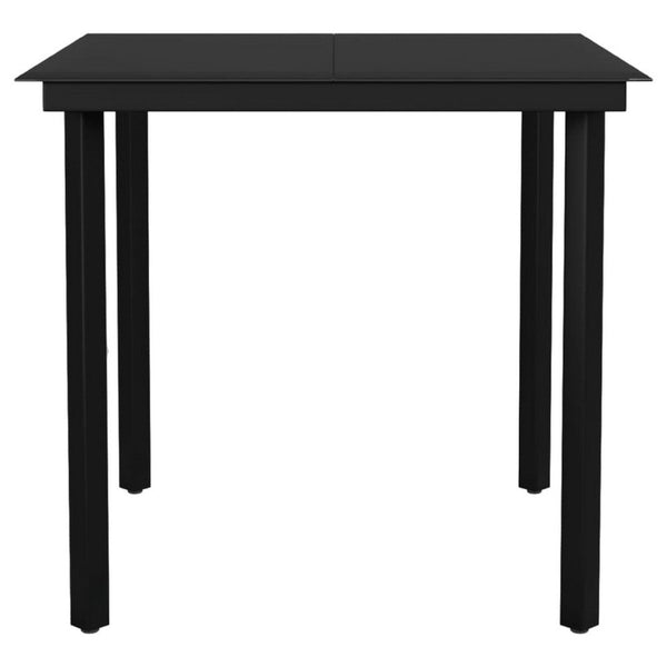 Outdoor Dining Table, 32 Inch Square Glass Top, Black Metal Legs - BM340420