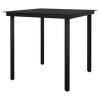 Outdoor Dining Table, 32 Inch Square Glass Top, Black Metal Legs - BM340420