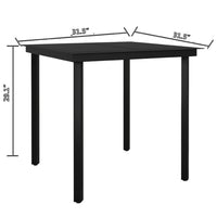 Outdoor Dining Table, 32 Inch Square Glass Top, Black Metal Legs - BM340420